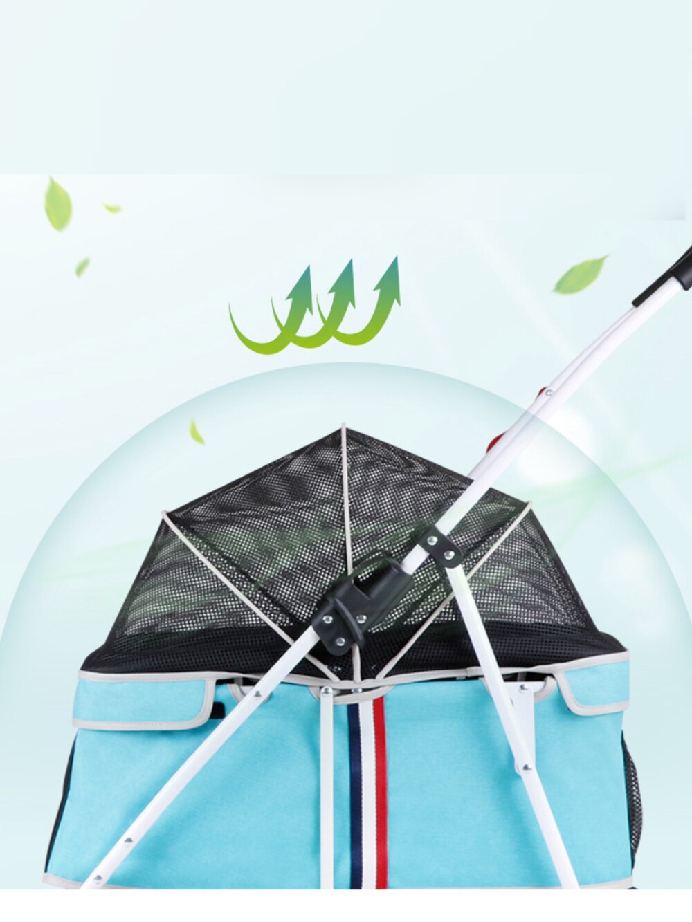 Hond Wandelwagen 4 Wiel Voorwiel 360 ° Rotatie Achterwiel Met Rem Voor Uitje Vouwen Eenvoudig Te Monteren Belasting capaciteit 20Kg