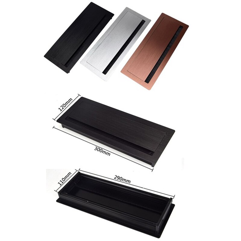 1PC Aluminum Alloy Table Desk Rectangle Wire Cable Grommet Hole Cover Outlet Port