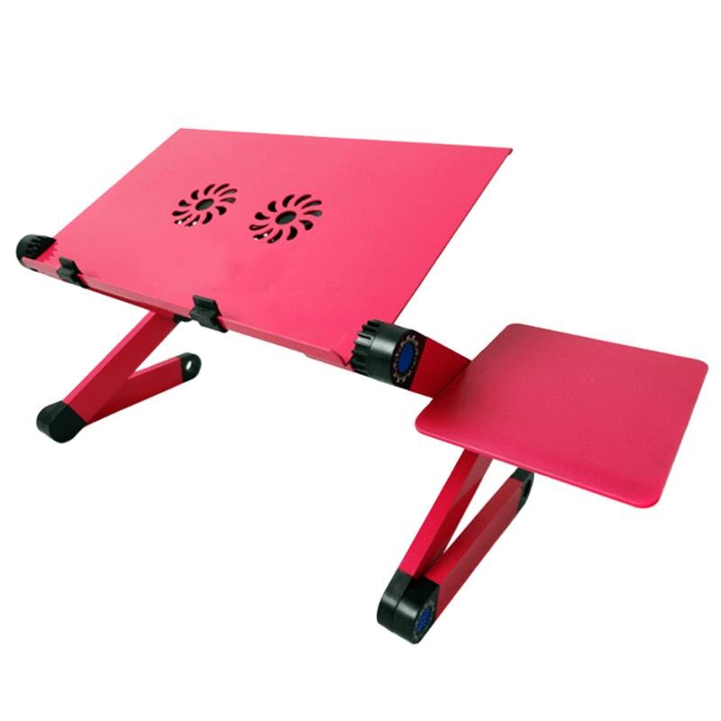 Bærbar bærbar skrivebordsstativ ergonomisk lapdesk bakke bærbar holder til macbook pro air hp lapdesk computer: Rød med blæser
