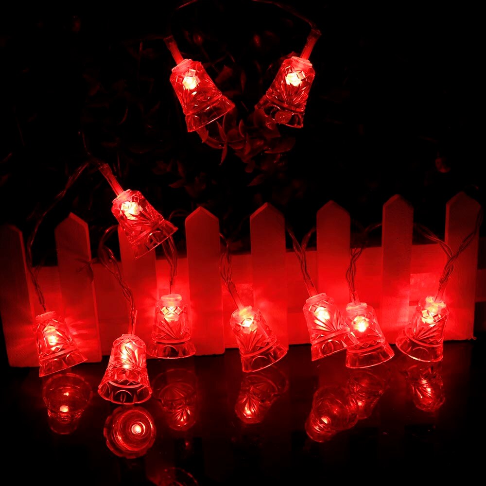 1m 2m LED Decorative String Light Bell Shaped Garland For Christmas Lights Outdoor Wedding Party Decoration HQ: Red / 2m 20ELDs