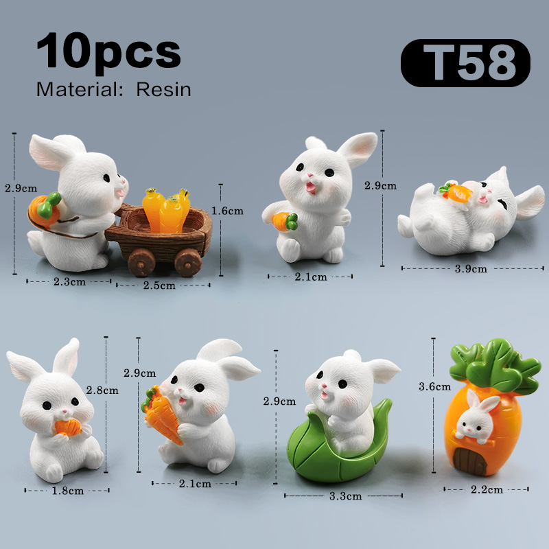 Easter Cute Rabbit Figurine Diy Landscape Home Kawaii Room Decor Miniature Fairy Garden Decoration Accessories Modern: Light Grey