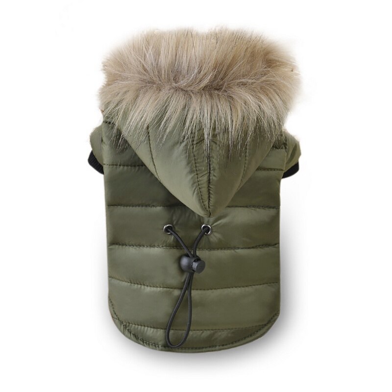 Vinter varma hundkläder mjuk bomull fyrbent huva kappa mops tröja tröja kappa husdjur kappa: Armygreen / Xs