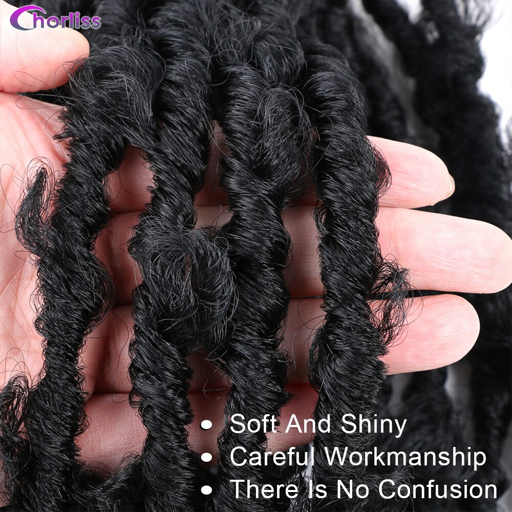 Synthetic Distressed Butterfly Locs Crochet Braids Goddess Pre Looped Bob Locs Pre-Twist Braid Hair For Black Women