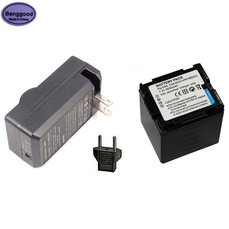 2500mAh CGA-DU21 CGADU21 Camera Battery + AC ChargerFor Panasonic CGR-DU06 DU07 DU14 NV-GS10 DU12 GS100K GS17E VW-VBD210 DZ-BP21