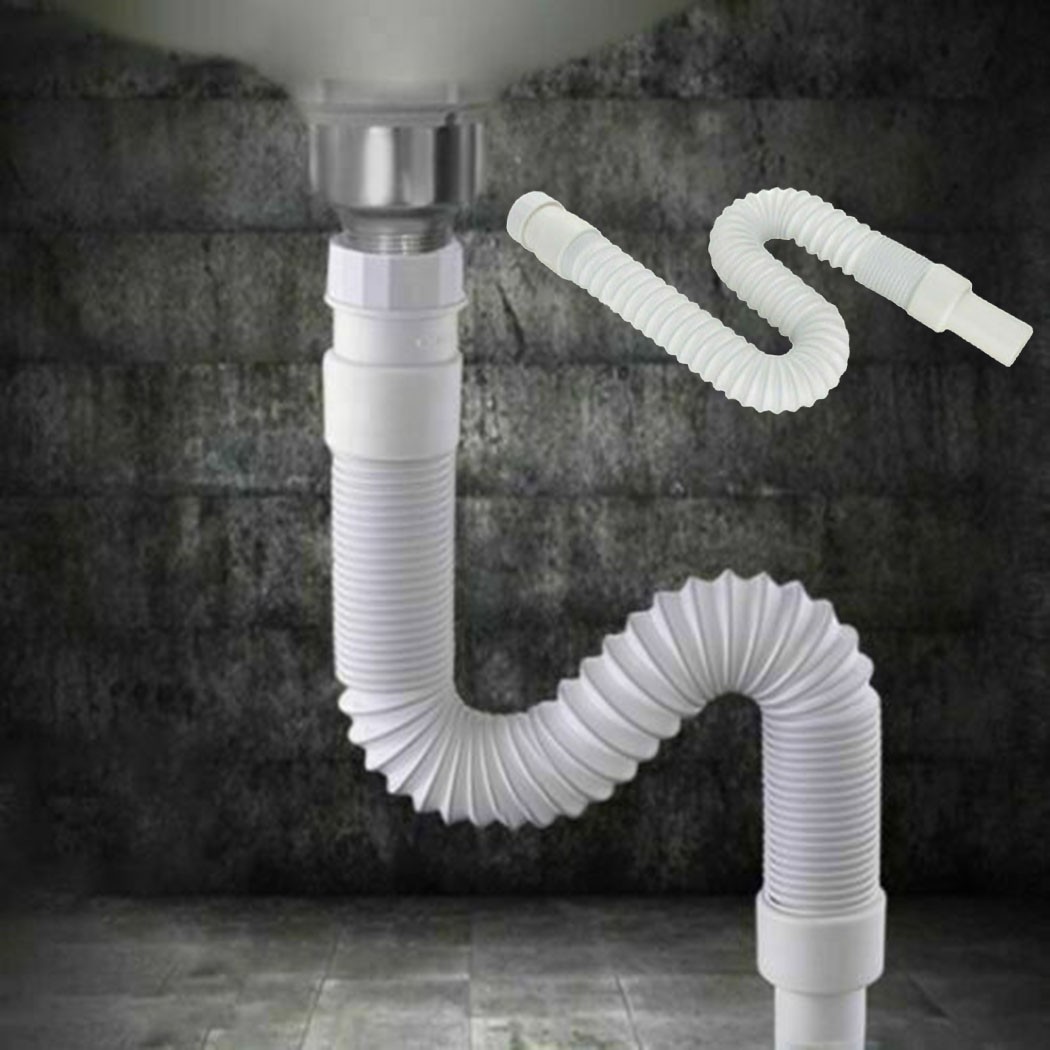 Universal Kitchen Basin Sink Water Pipe 36-80CM Flexible Sink Waste Drain Bathroom Filter Waste Drainer