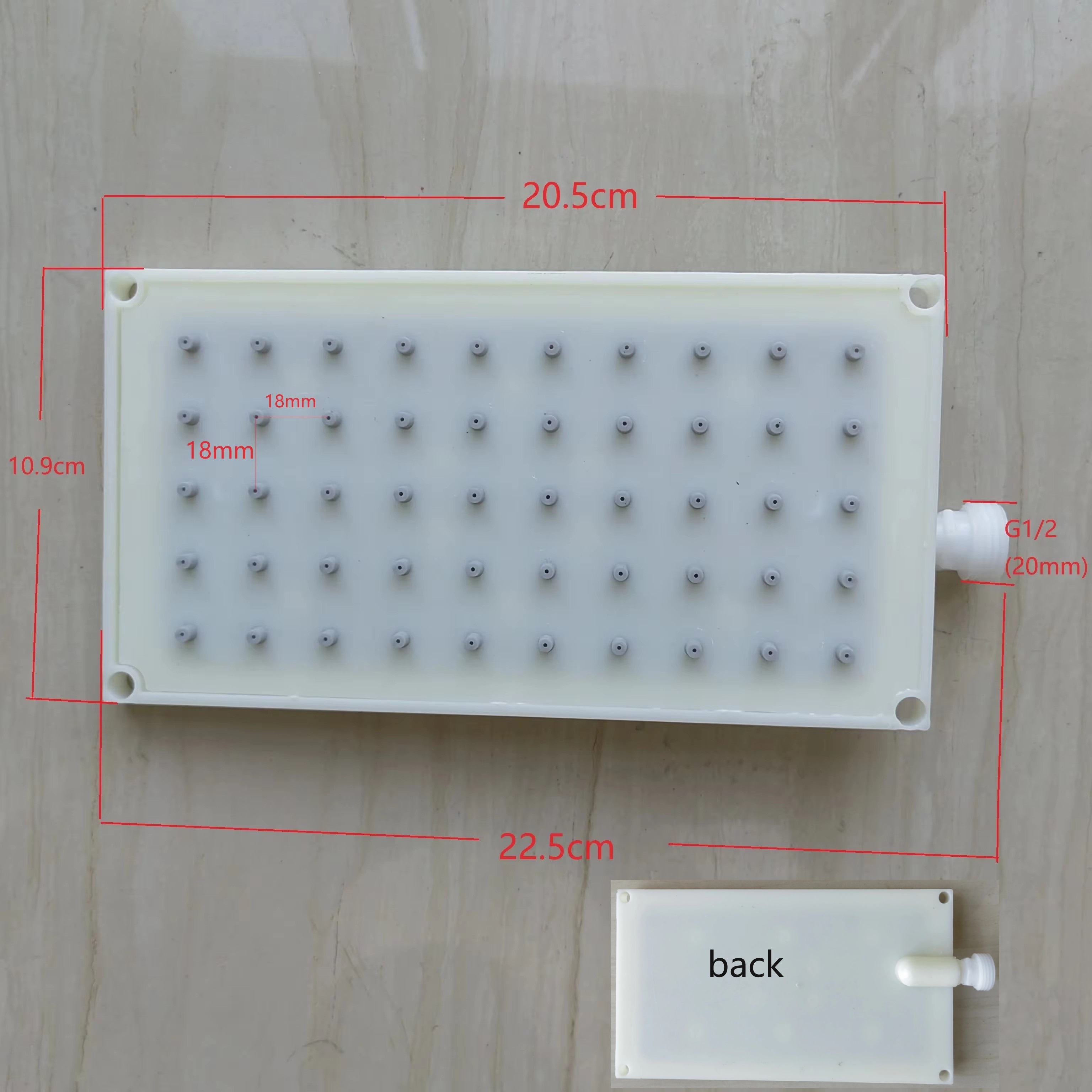 Pommeau de douche rectangulaire ABS 20,5x10,9cm, 5x10 trous, accessoires de pomme de douche à pulvérisation supérieure, interface G1/2: Default Title