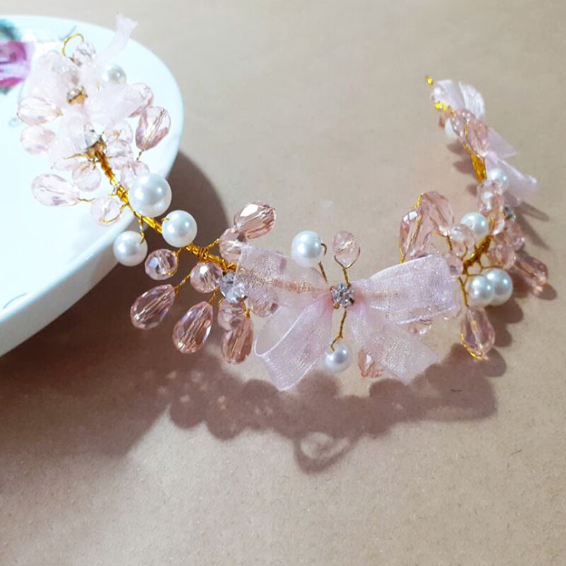 Wedding Headdress Bride Headpiece Crown Headwear Pearl Head Band Handmade Romantic Flower Hair Jewelry Accessories: 1