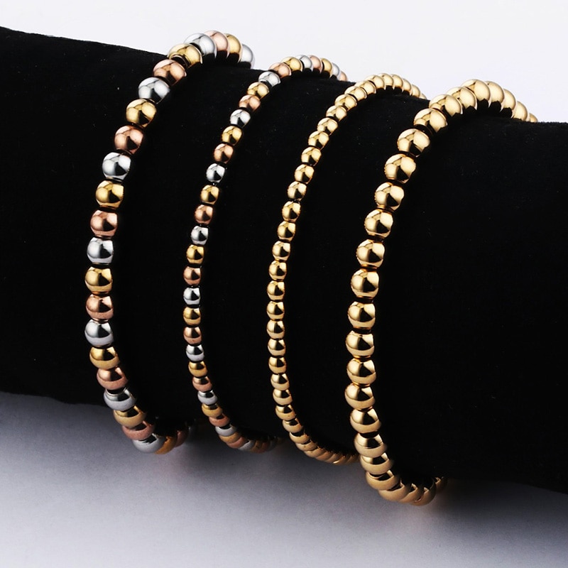 Vrouwelijke Rvs Ball Kralen Armbanden Goud Zilver Kleur Manchet Armbanden Voor Vrouwen Statement Sieraden Pulsera Polsband