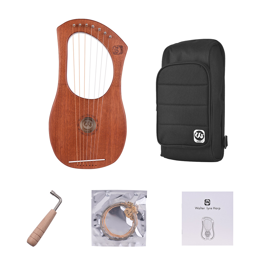 Walter .t 7-- strenget træ lyre harpe metal strenge birk massivt træ strengeinstrument med bæretaske  wh06