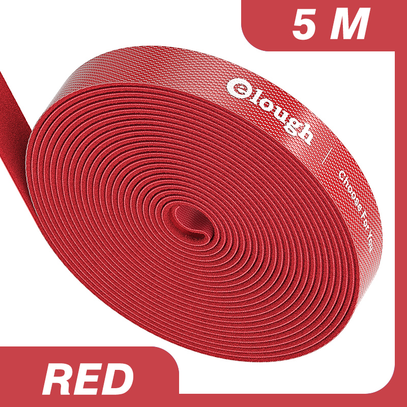 Elough 5m kabel organiserare wire winder clip hörlurar mushållare sladdskydd för iphone samsung xiaomi huawei usb-laddare: 5m röda kardborreband