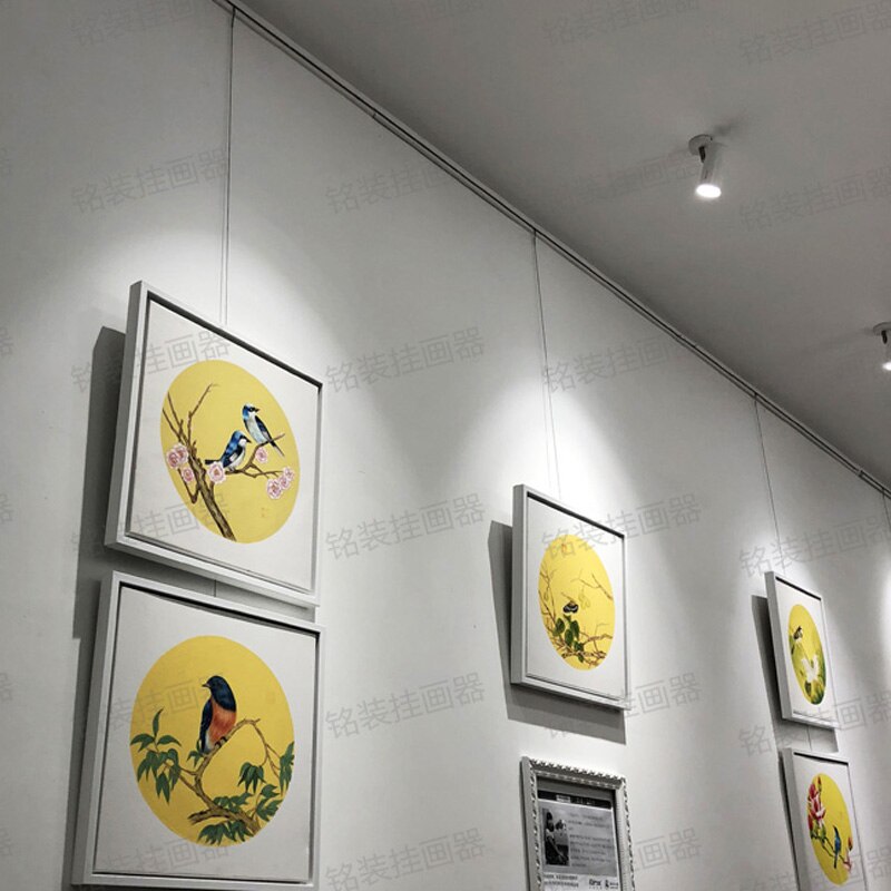 picture hanging system picture frame hangers White rail gallery picture wall J-end hook 120cm cable,2kits C-Rail