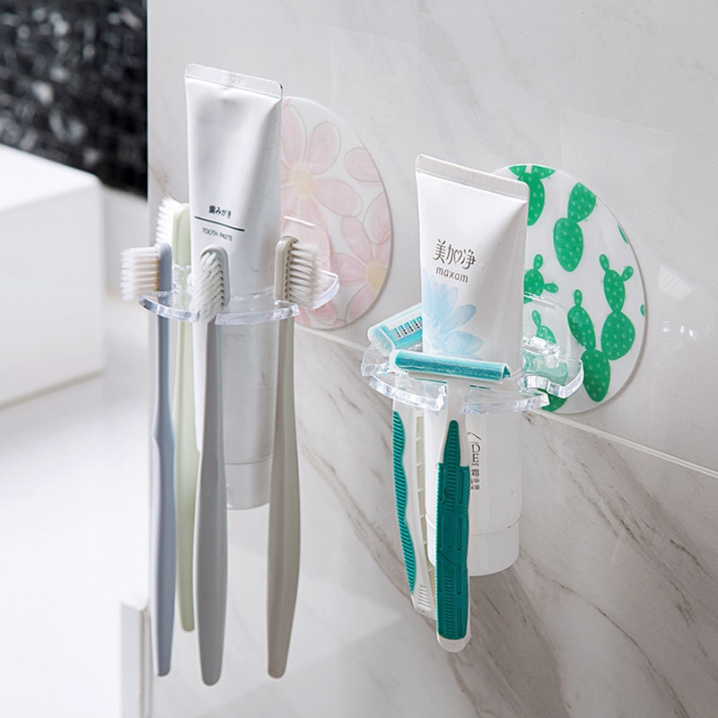 Multifunctionele Sterke Zuigkracht Muur Vormige Tandenborstel Rack Badkamer Tandenborstelhouder Punch-Gratis Badkamer Plank Tandpasta Houder