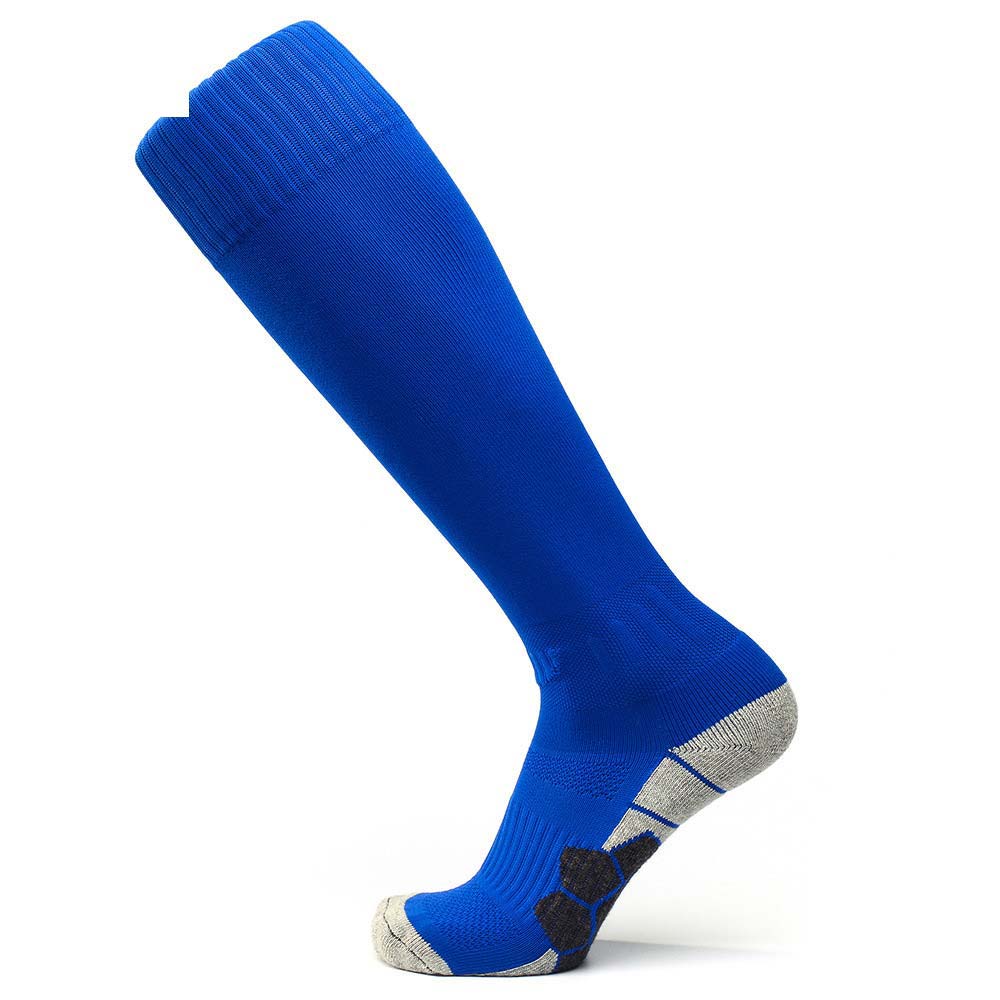 Football Socks Adult Non-Slip Nylon Breathable Socks Children's Long Tube Over The Knee Sports Training Socks: Blue / L