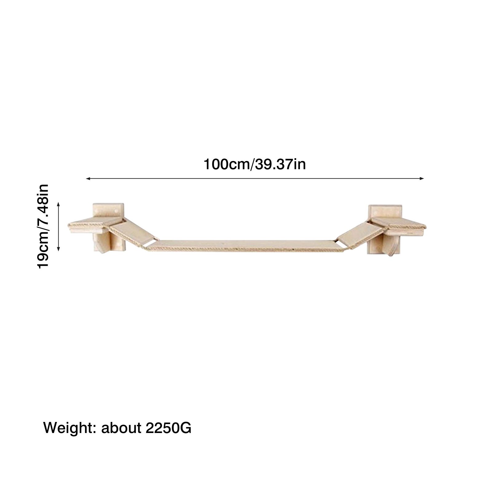 1m Cat Bridge Climbing Frame Wood Pet Cat Tree House Bed Hammock Sisal Rope Scratching Post Cat Furniture Cat Toy Wall Mounted