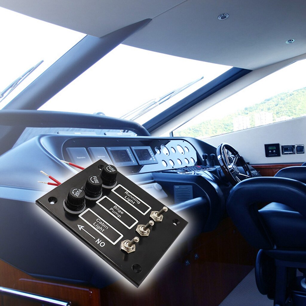 3 Gang ABS Boats Classic Toggle Switch Panel With 5A Fuses DC 12V