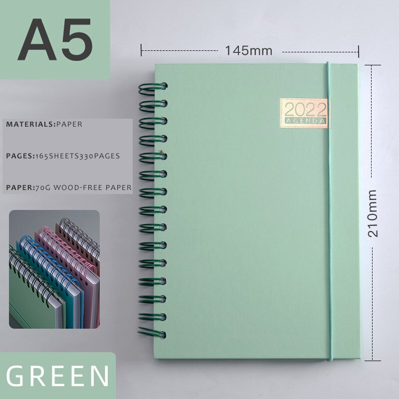 Daily Planner Simple Hardcover Flexible Daily Planner Thick Paper Time For Women Men Daily Planner PR: Green