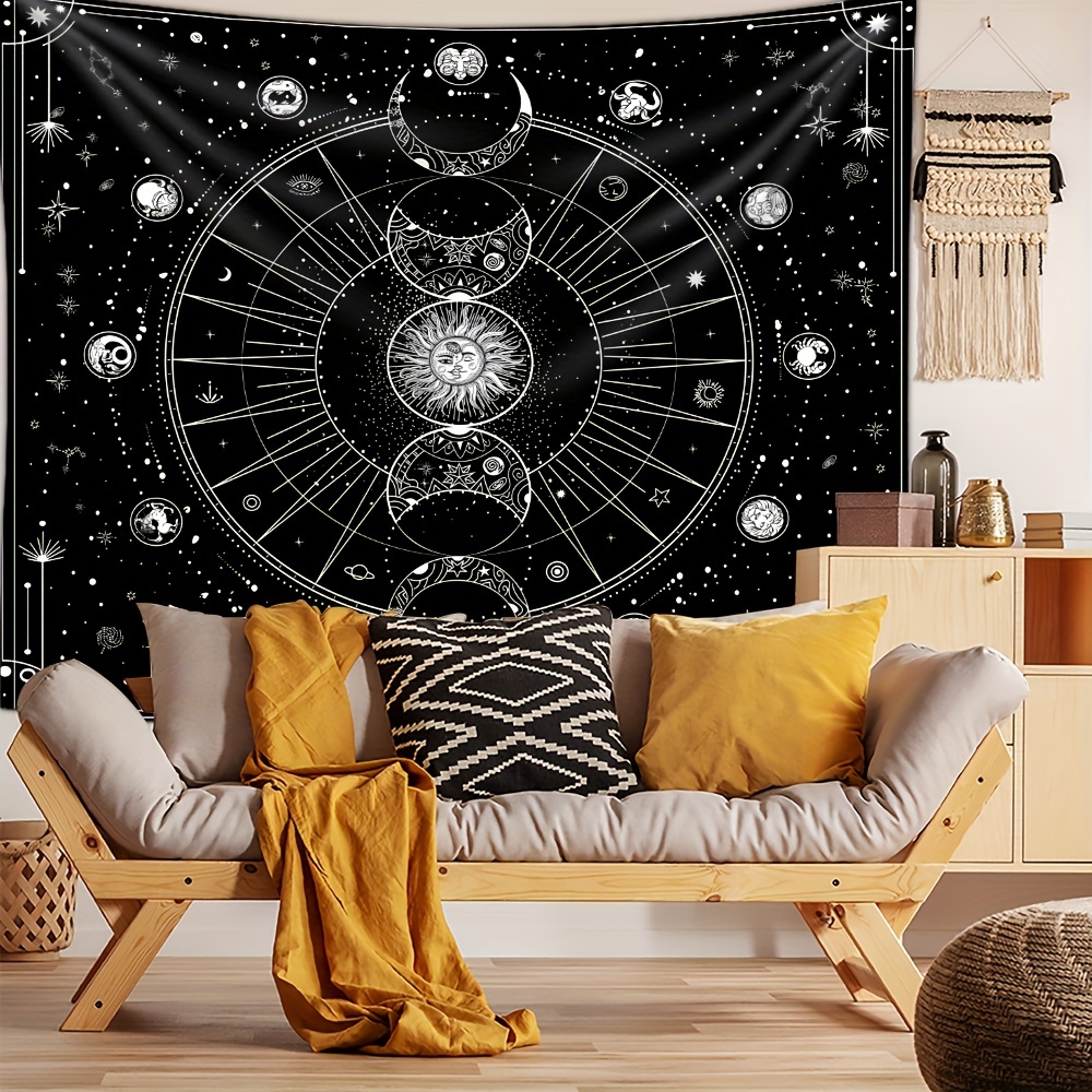 1pcS75 * 58cm sol Luna horóscopo adivinación tapiz impreso decoración del hogar tapiz decoración de pared