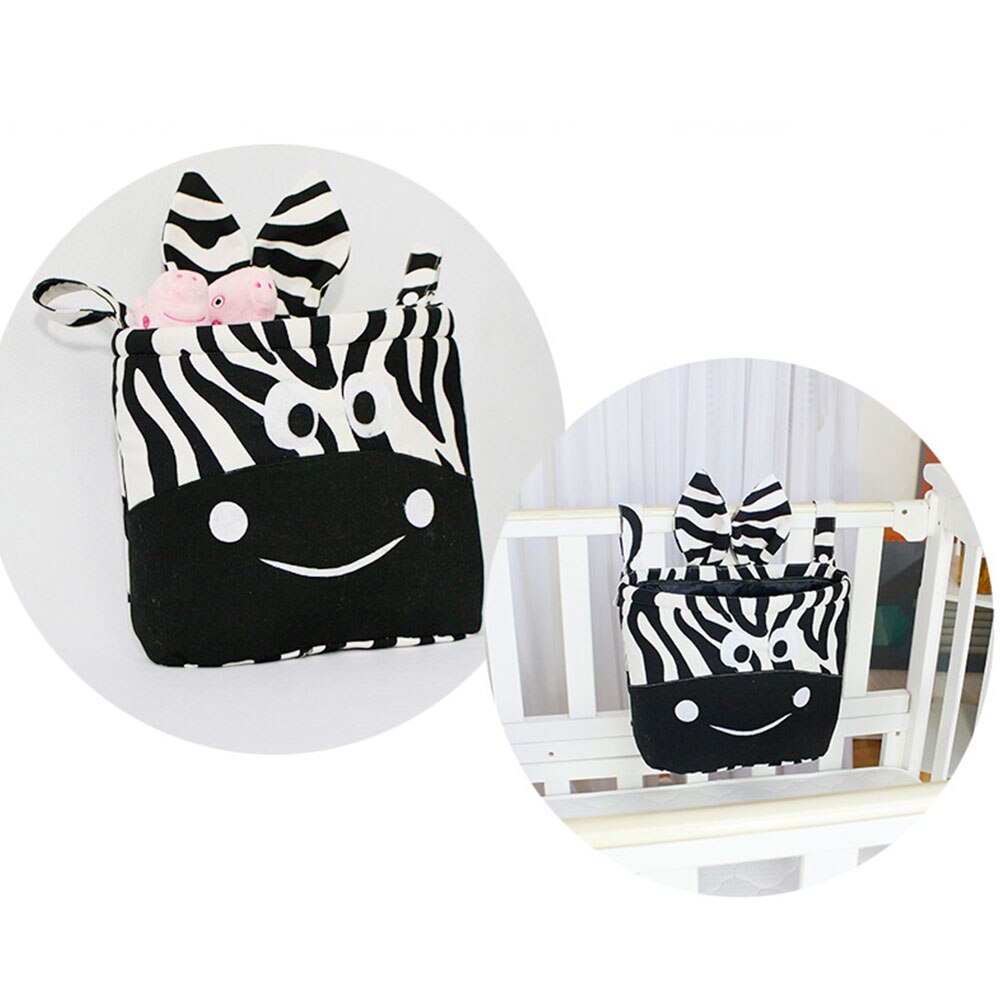 Baby Bumper Zak Babybed Opknoping Zak Opslag Voor Kinderwagen Kinderstoel Zebra Patroon Katoen Canvas