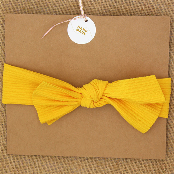 Bandeau à nœuds pour bébé, gros nœud noué, en tissu extensible, solide, accessoires pour cheveux de bébé: Jaune clair