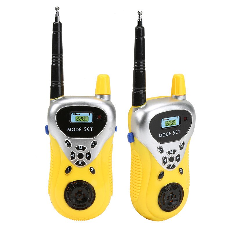 2 stk elektrisk walkie-talki langtrækkende trådløs samtale børn leger huslegetøj elektronisk interphone fødselsdag til barn: Gul