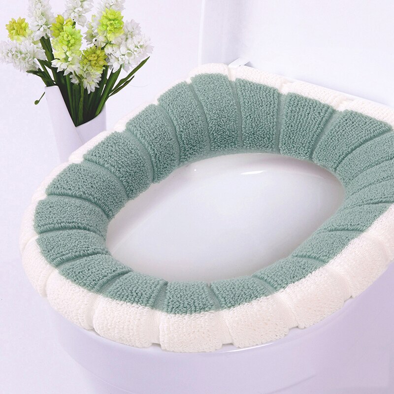 Badeværelse toilet toiletpude kan vaskes blød isolering pad cover pad vinter kontrast farve to-farve varm toilet sæde pude: 4