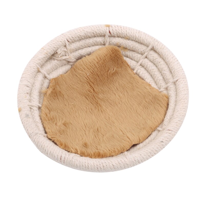 Manuel tressé corde de chanvre oiseau nid lit multi-usages artificiel pinson nid oiseau maison pour perroquet Hamster animal lit nid fournitures: L White