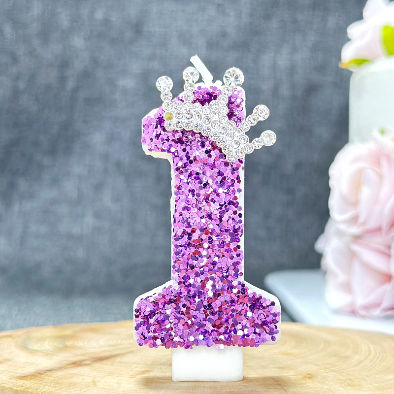 Purple digital birthday candle cake decoration birthday candle: Grape