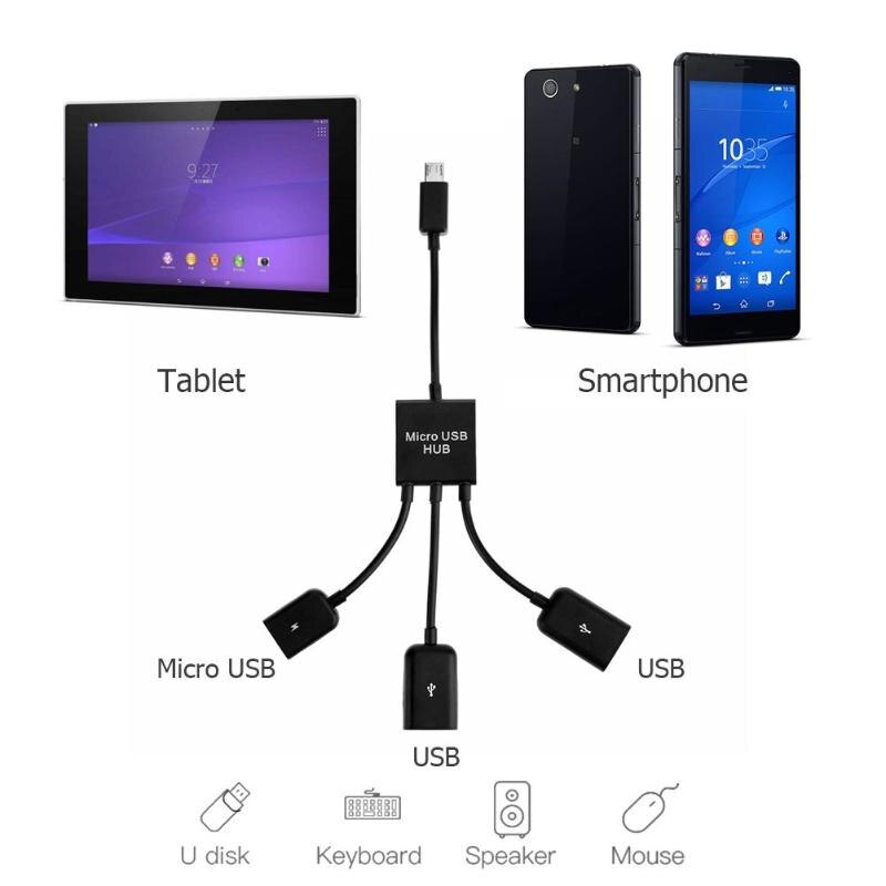 3 in 1 Micro USB Opladen OTG Hub Cable Adapter voor Samsung NOTE 2 i9100