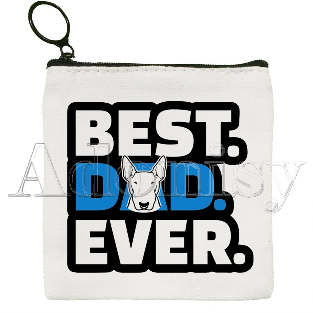 Bull Terrier borsa di tela borsa bianca pura, borsa con cerniera borsa portamonete pochette: G