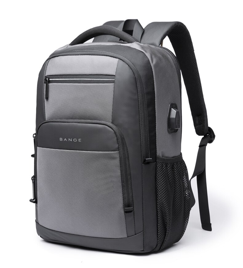 Large Capacity 15.6 inch Daily School Backpack USB Charging Women Laptop Backpack for Teenager: GREY