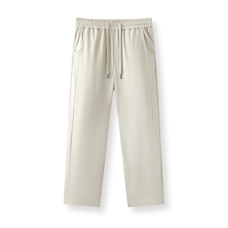 Semir pantalones casuales hombres sueltos pierna recta pantalones de punto verano sensación fresca 2025 nuevos pantalones largos cintura elástica versátil: XS / Caqui