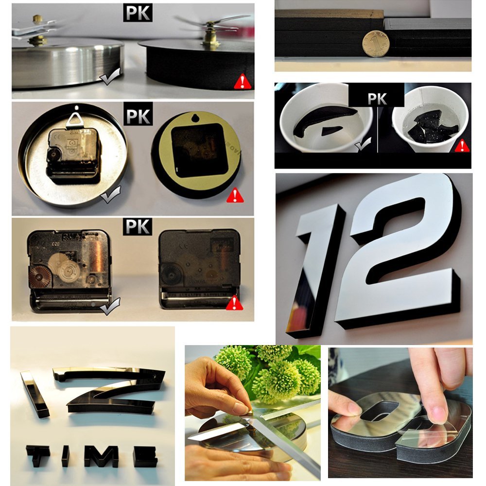 Reloj de pared con espejo grande de amor, moderno, grande, bricolaje, , letras en inglés, árabe, Digital, para decoración del hogar