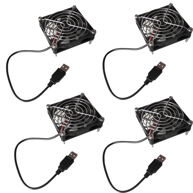 4-Pack DC 5V USB Brushless Fan - Cooling for Phones, Computers, Cabinets, Routers