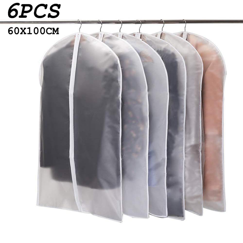 6pcs Clothing Covers Protector Travel Bag Dust Cover Garment Suit Dress Jacket Clothes Coat Dustproof Cover