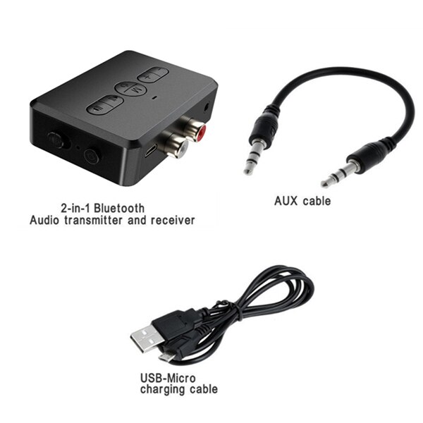 Bluetooth 5.0 lydmottaker sender rca 3.5mm aux jack musikk 400 mah stereo trådløs adapter håndfri samtale for bil pc tv: Default Title