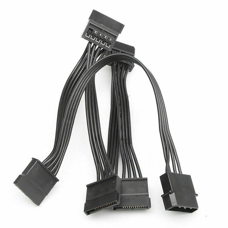 Cable de alimentación IDE de 4 pines a 5 puertos, conector Molex de 4 pines a Puerto SATA múltiple, Cable de alimentación de 18awg para disco duro, HDD, SSD y PC
