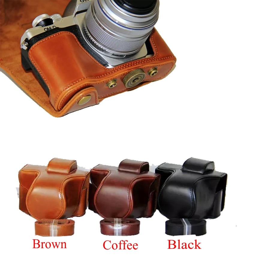 Pu Lederen Camera Tas Voor Olympus EM10 Mark II EM10 III EM10 II EM10 Mark III Camera Bag Cover Met Strap