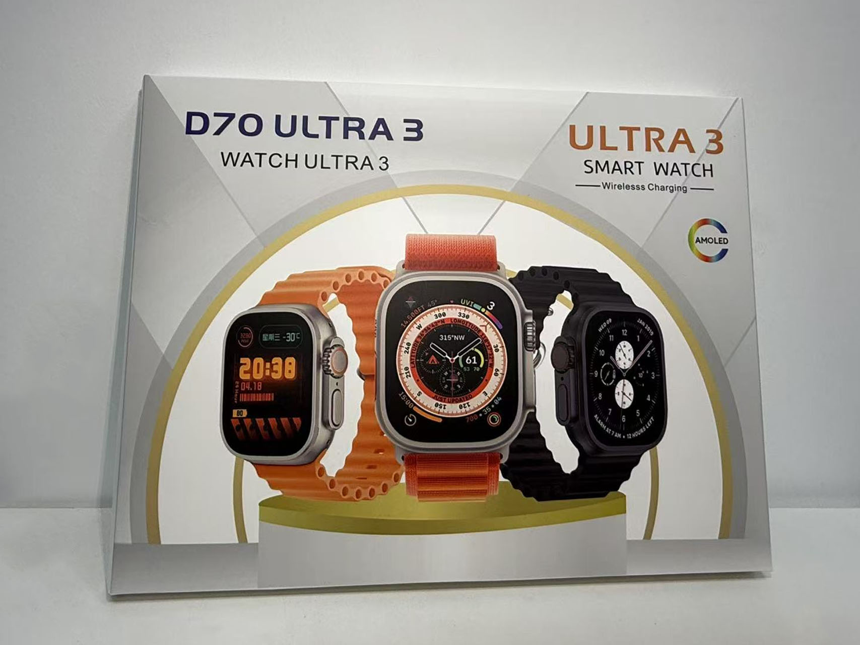 2025 Advanced D70 ULTRA3 2.2HD Amoled Square Smartwatch étanche avec surveillance de la fréquence cardiaque et suivi du sommeil: 2.5W