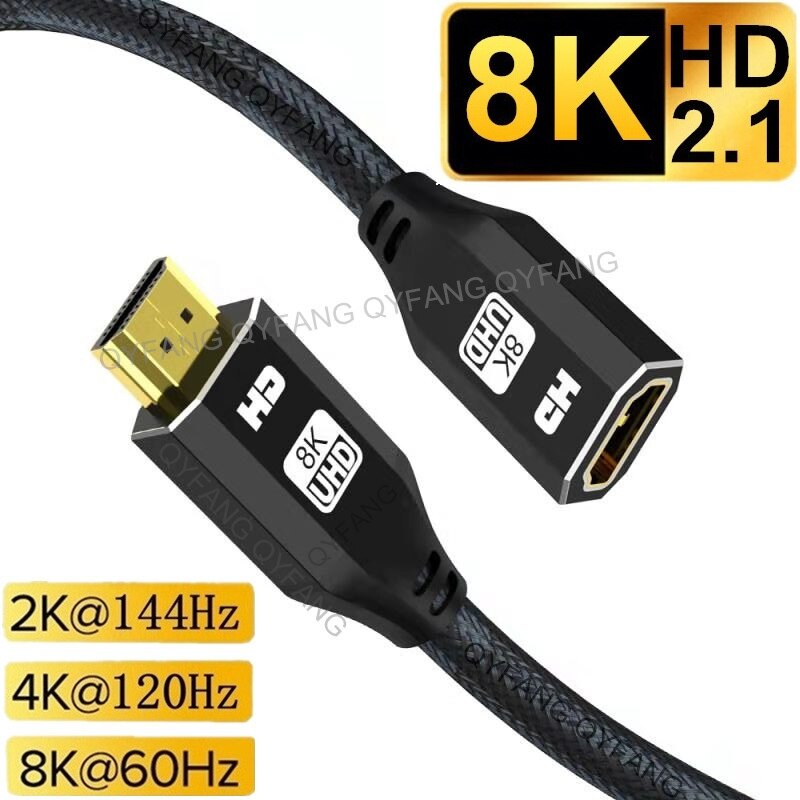 Przedłużacz zgodny z HDMI 8K Kabel zgodny z HDMI 2.1 Kabel męski na żeński do przełącznika HDTV PS4 Przedłużacz kompatybilny z HDMI