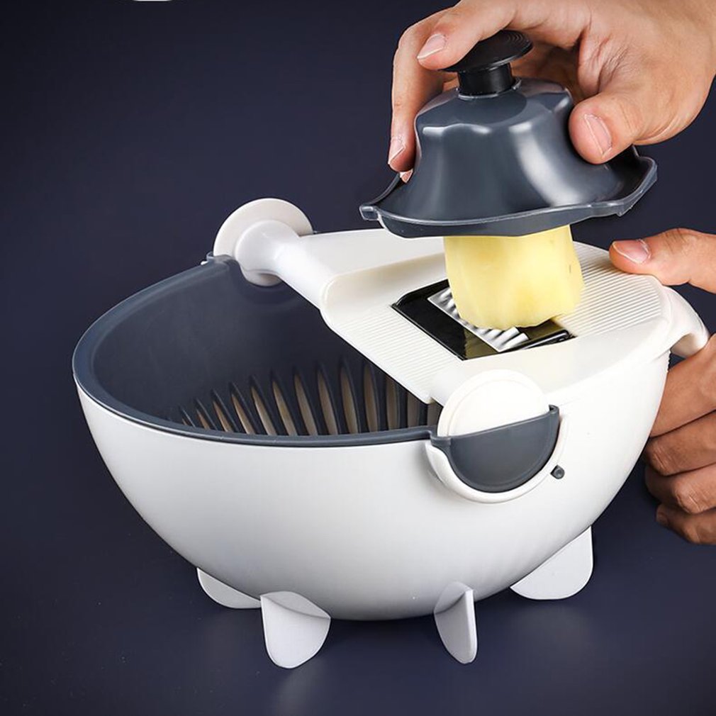 Rotation Vegetable Basket Rice Basket Fruit Bowl Fruit Tray Storage Double-layer Drain Kitchen Basket