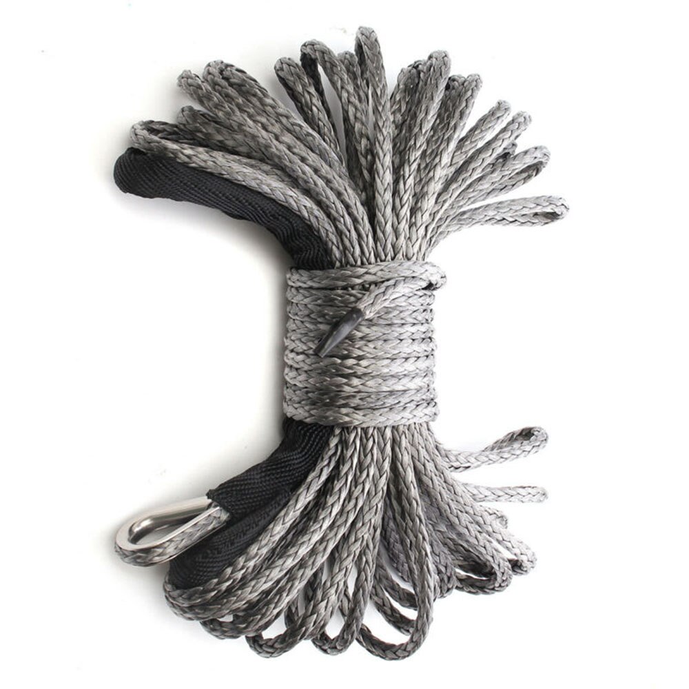 Winch Rope ATV UTV High Strength Synthetic Winch Line Cable Rope Tow Cord With Sheath Gray For SUVs, ATVs