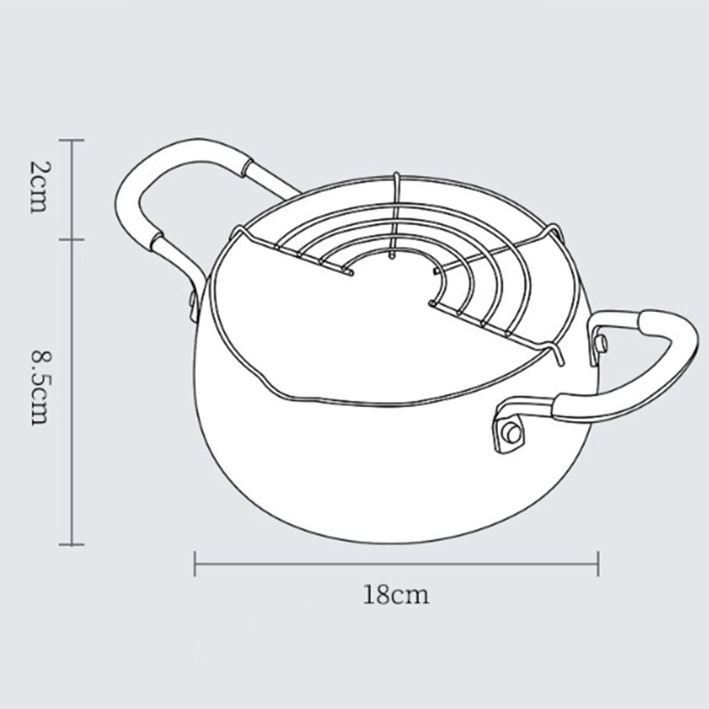 Tempura Frying Pot Japanese Style Deep Fryer Potable Frying Pots with Drain Rack Multi-Function Fryer Protable Non-Stick Pot Kit