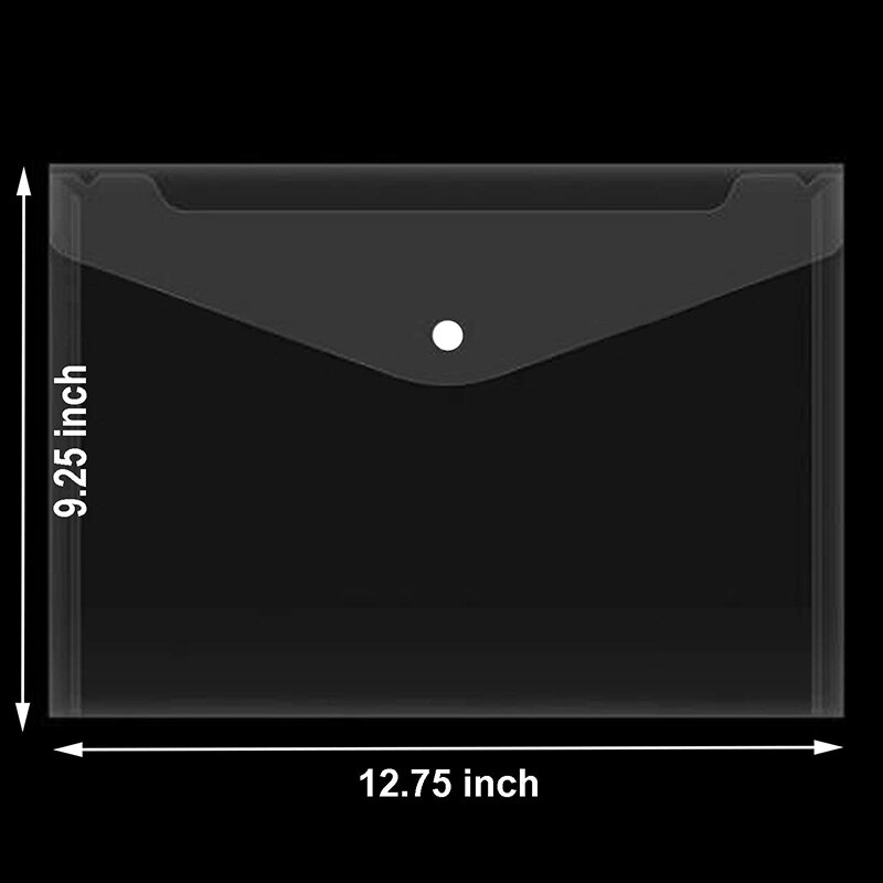 Poly Envelope Folder with Snap Button Closure, Premium Clear Plastic Envelopes,30 Pcs Waterproof Transparent Project Env