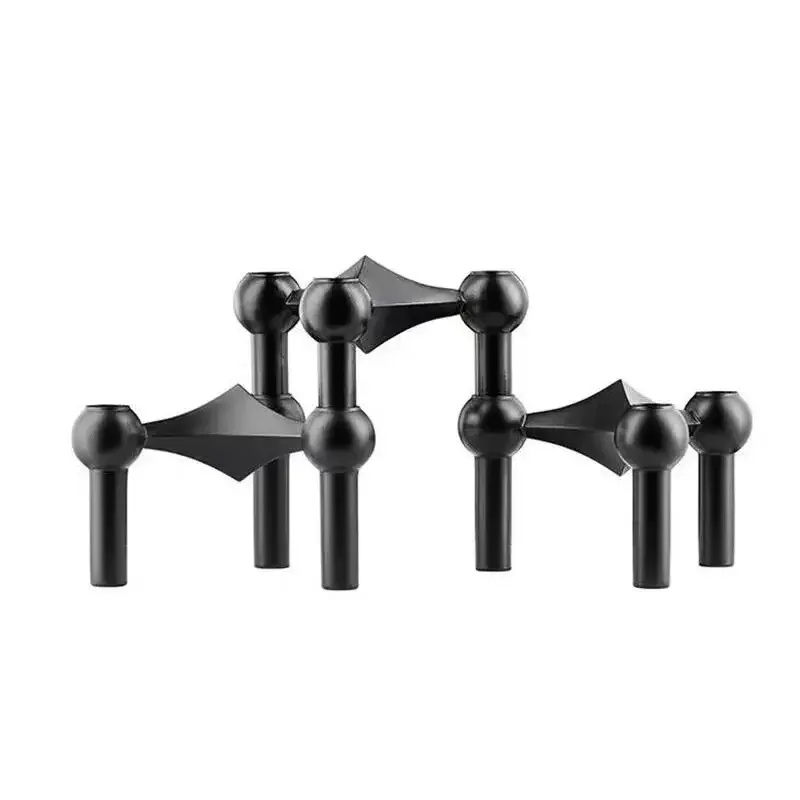 Metal Molecular Structure Candle Holder Nordic Silver Candlestick Centerpiece Living Room Decoration Home Decore Candelabra: Burgundy
