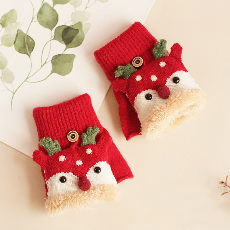 Karikatur Rentier Fäustlinge Für freundlicher Winter warm Plus Samt Verdickung freundlicher Baby Mädchen Handschuhe Gestrickte freundlicher 1-8 Jahre: rot