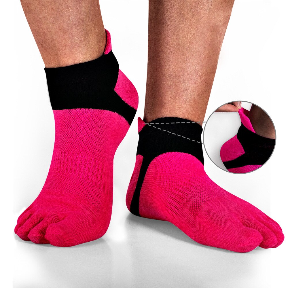 Udendørs mænds sokker åndbar bomulds tå sokker sport jogging cykling løb 5 finger tå tøfler sok: Rød