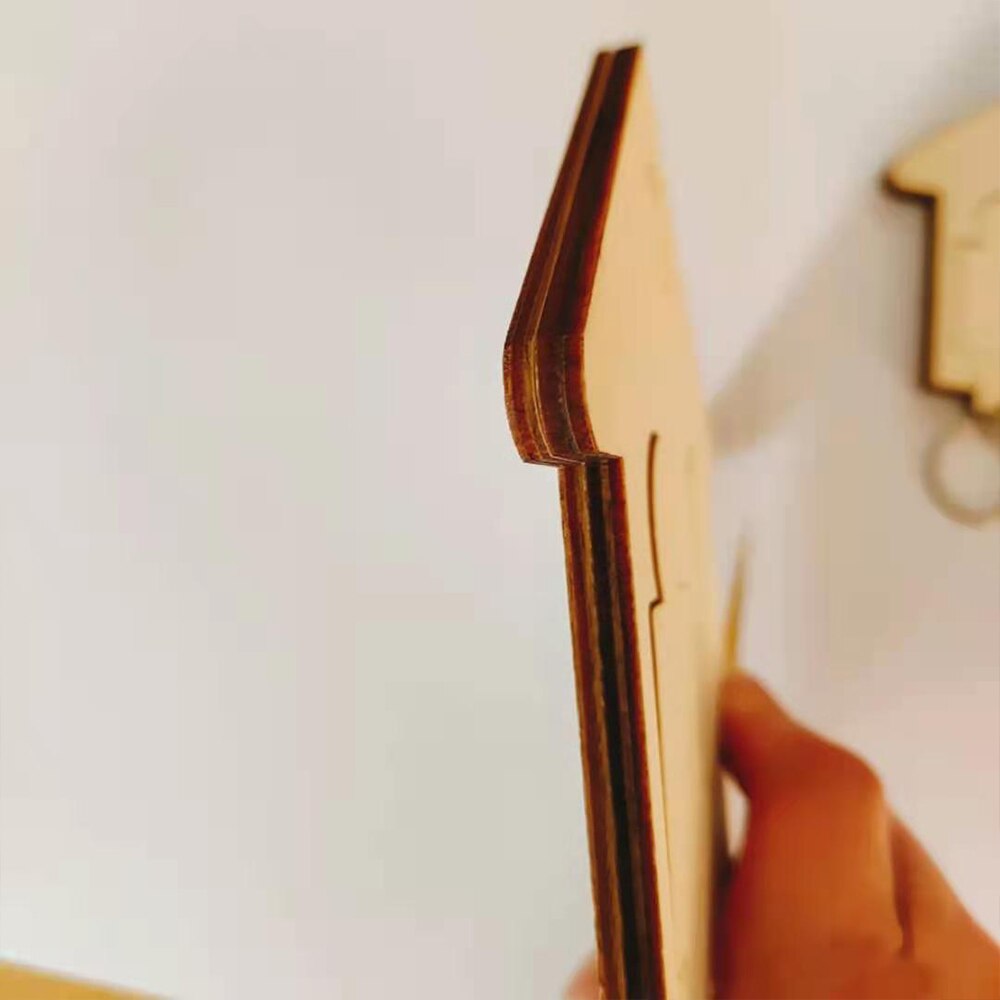 Couple Keychain Wooden,DIY Small House Shape Keyring Wooden Storage Keychain Accessories, for Wall/Car Keys Couple