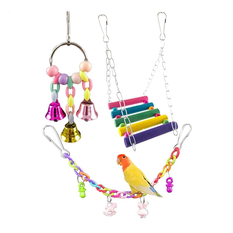 13 Pack Parakeet Toys, Hanging Bell Pet Cage Toys,Bird Swing Chewing Toys for Small Parrots,Finches,Love Birds