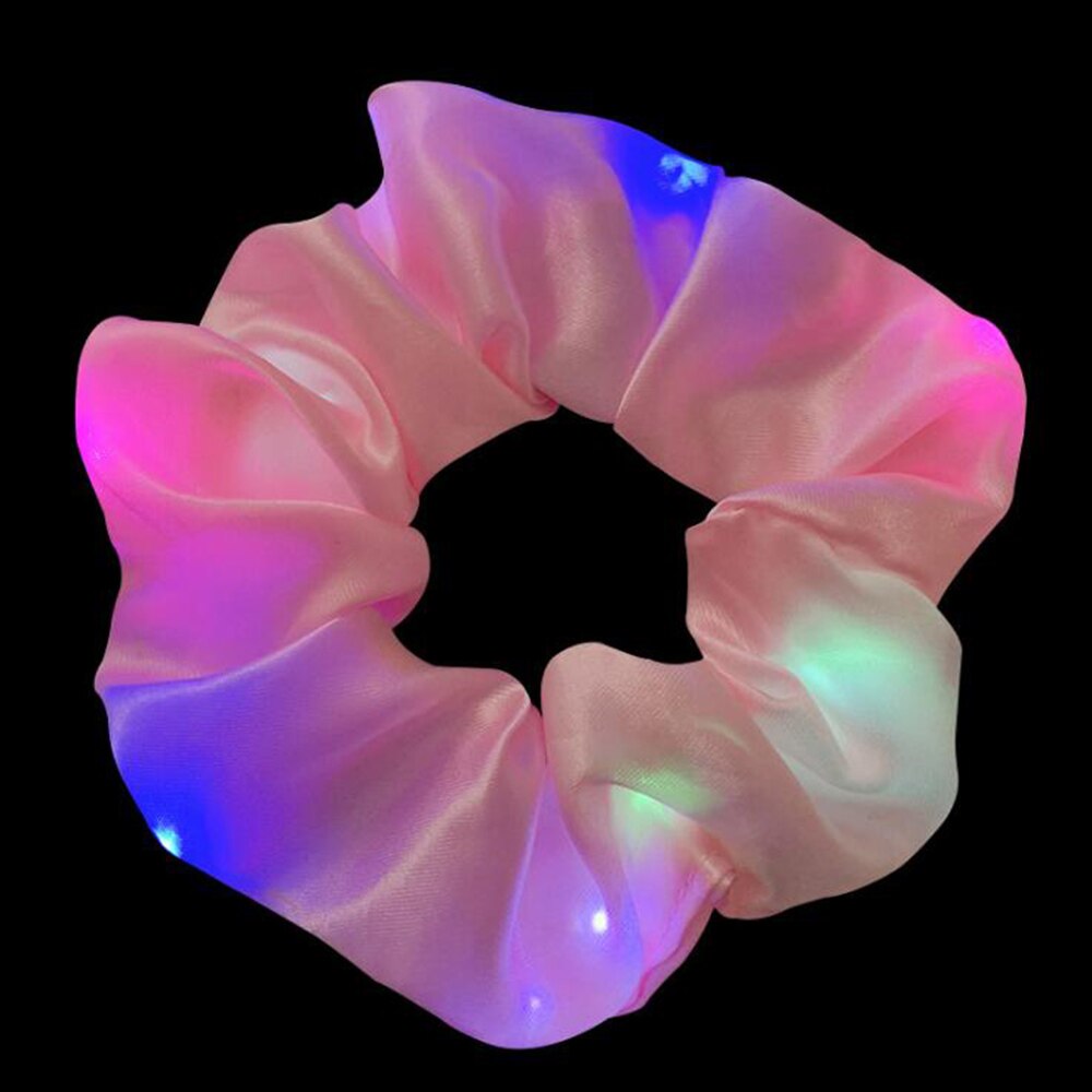 LED Light Elastic Hair Bands Headband Bar Party LED Luminous Ponytail Holder Pleated Elastic Scrunchie Hair Rubber Band: 4