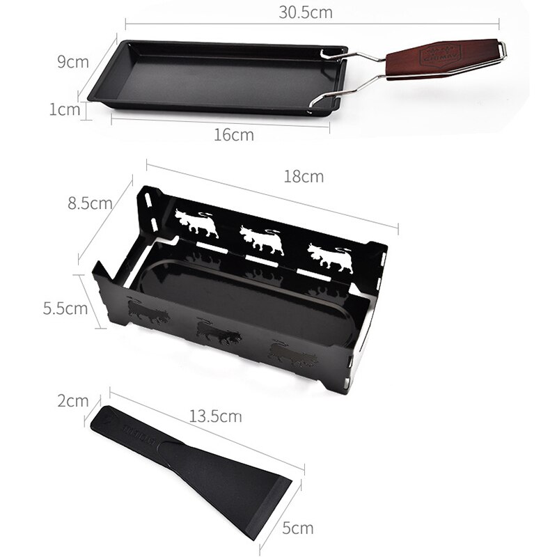 impostato di Raclette per formaggio mini Tè luce con spatola e 3 tealette-pieghevole-impostato antiaderente per fonduta accessori da cucina utensili da cucina